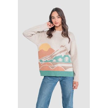 SWEATER JACQUARD BEIGE KAYA UNITE MUJER